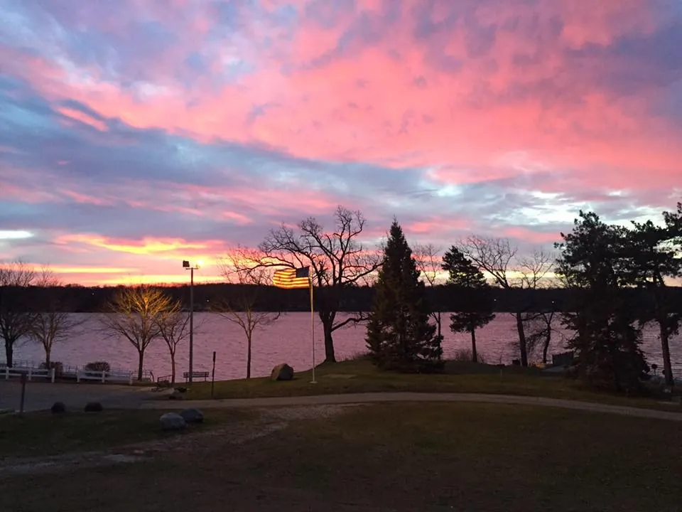 Sunset over lake at Twin Lakes, WI